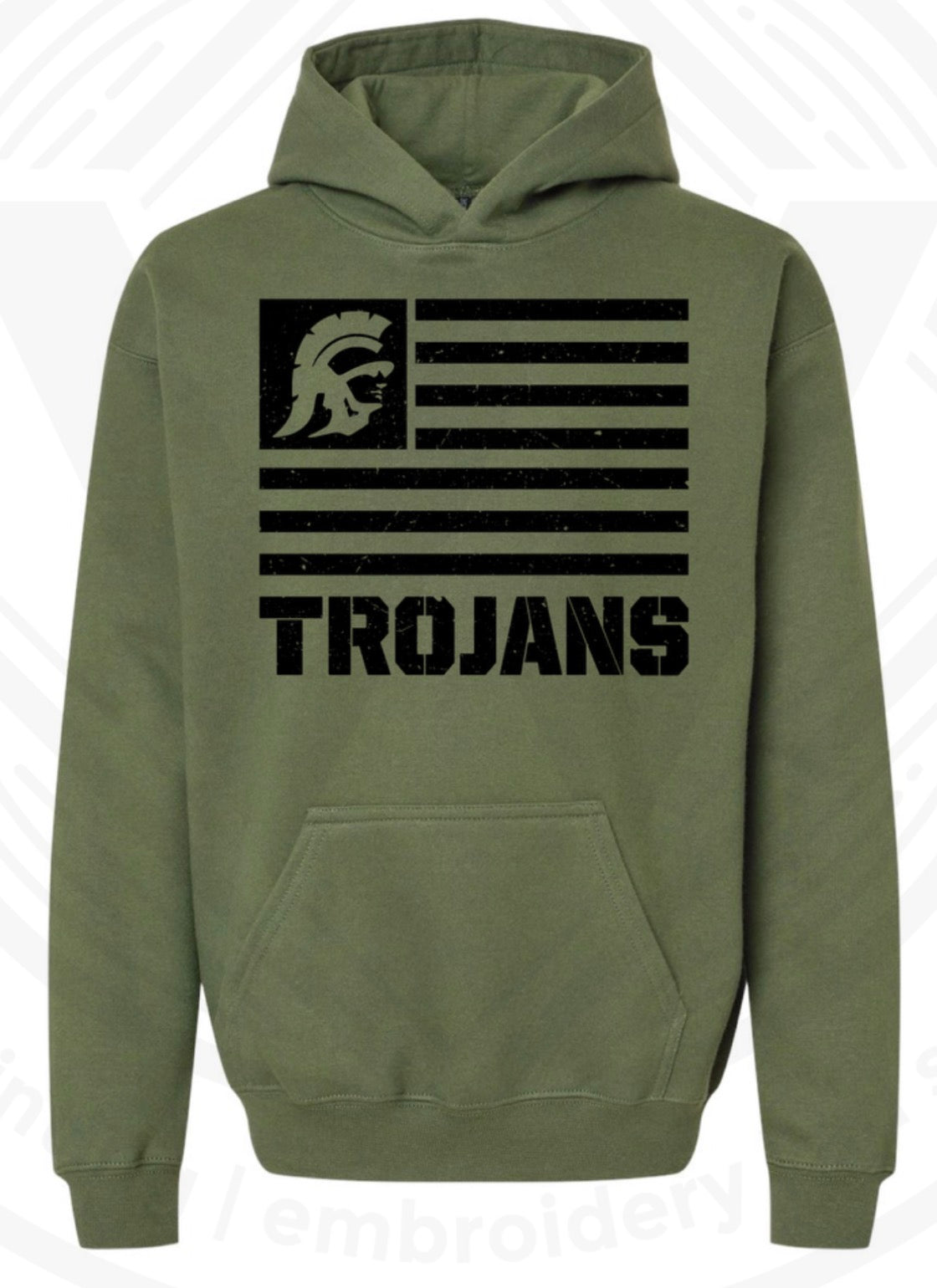 Kids Green Trojan Hoodie